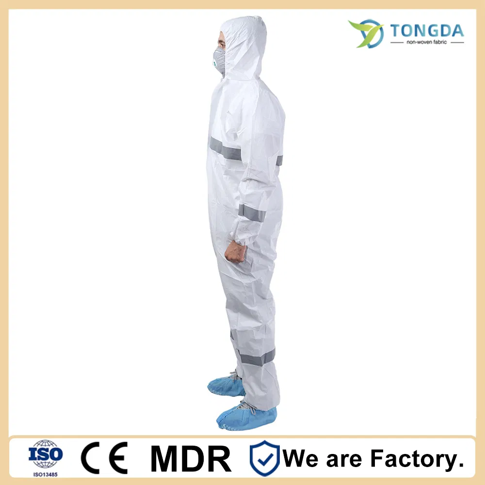Disposable Microporous Waterproof Protective Clothing One-piece Coverall With Bound Seams