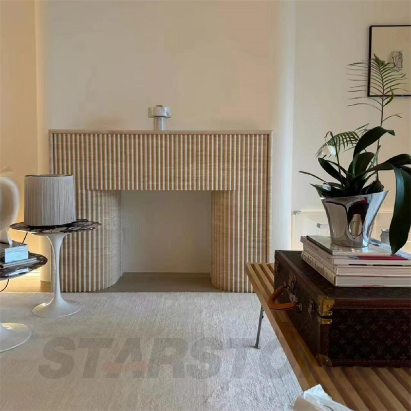 Modern Travertine Polished Pencil Liner Marble Molding Curve Fluted Marble Tiles for Fireplace