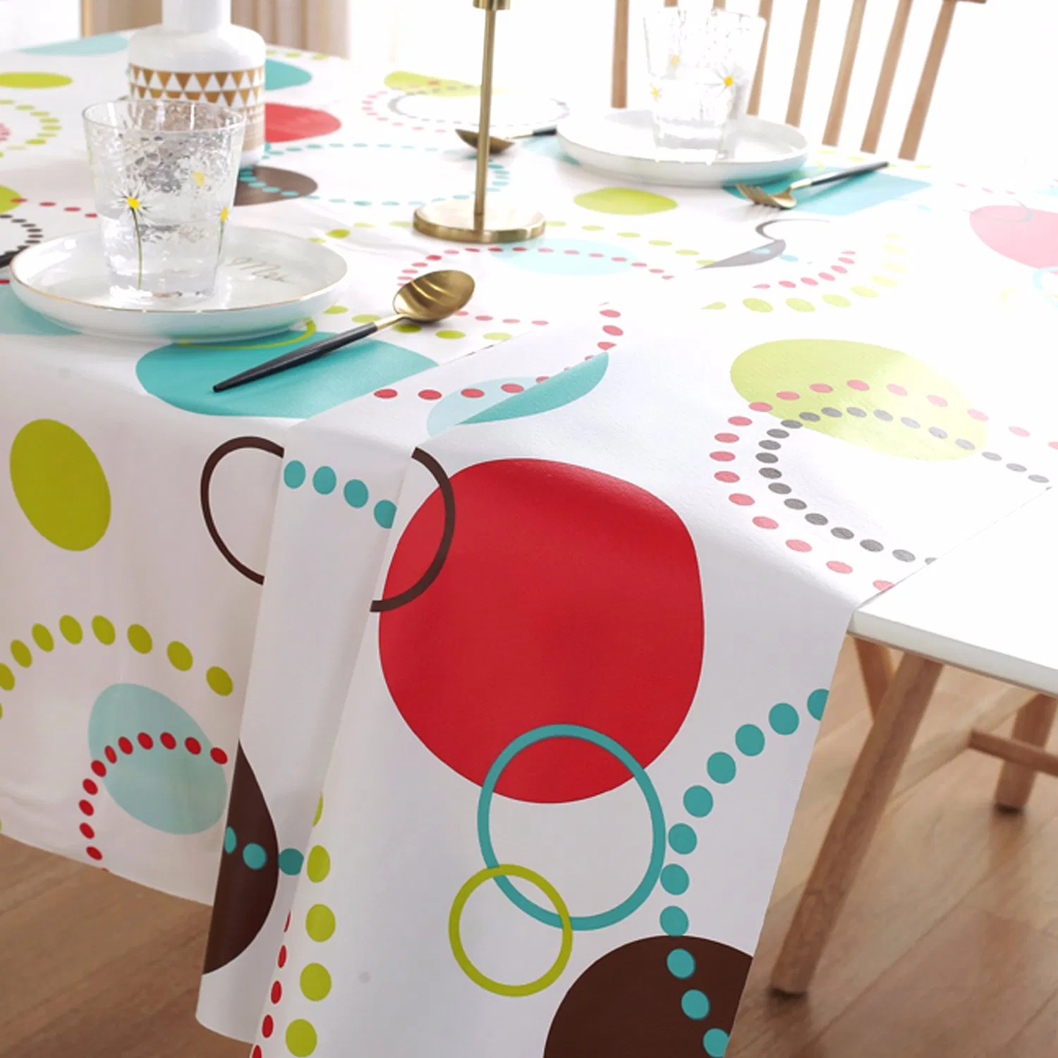 Waterproof Rectangle DOT Print Christmas Party Picnic Plastic Table Cloths