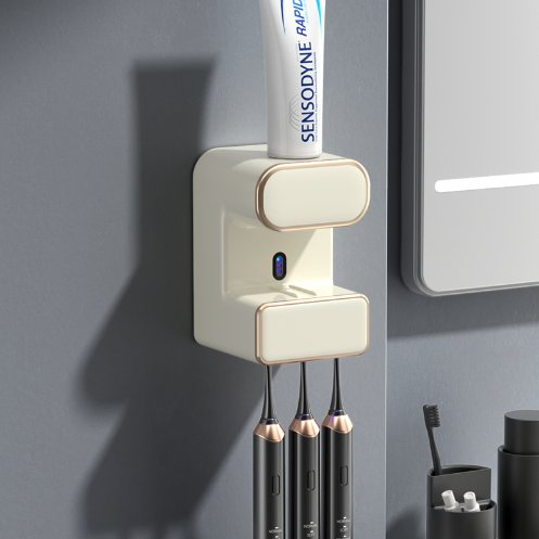 Wall-Mounted Smart Automatic Sensor Toothpaste Dispenser Toothbrush Holders with Sterilizer Bathroom Accessories