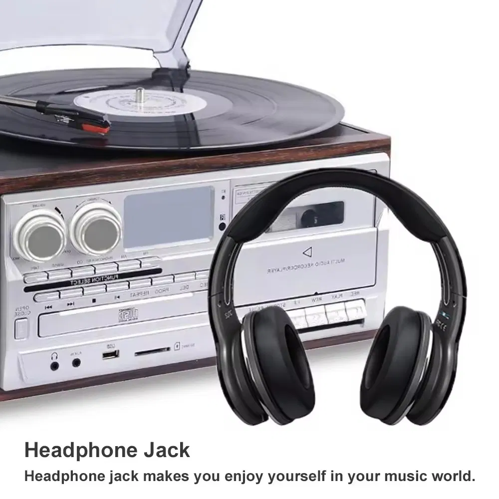 Portable Belt Driven Vintage Bluetooth Vinyl Turntable Stereo Record Players Gramophone Phonograph with FM Radio Function