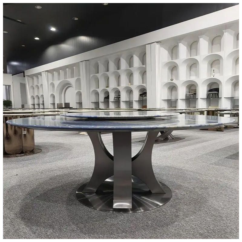 Luxury Azul Macaubas Blue Quartzite Susan Lazy Round Dining Tables