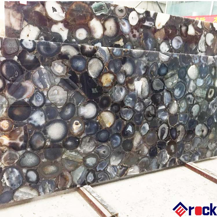 Luxury Tiles and Stone Semi Precious Stone Green/Blue/Brown/Yellow/Black/Pink Agate Stone Slabs for Countertops