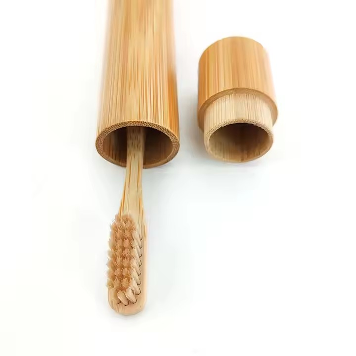 Natural Charcoal Bamboo Toothbrush, Custom Engraving Logo with Eco-Friendly Travel Tube