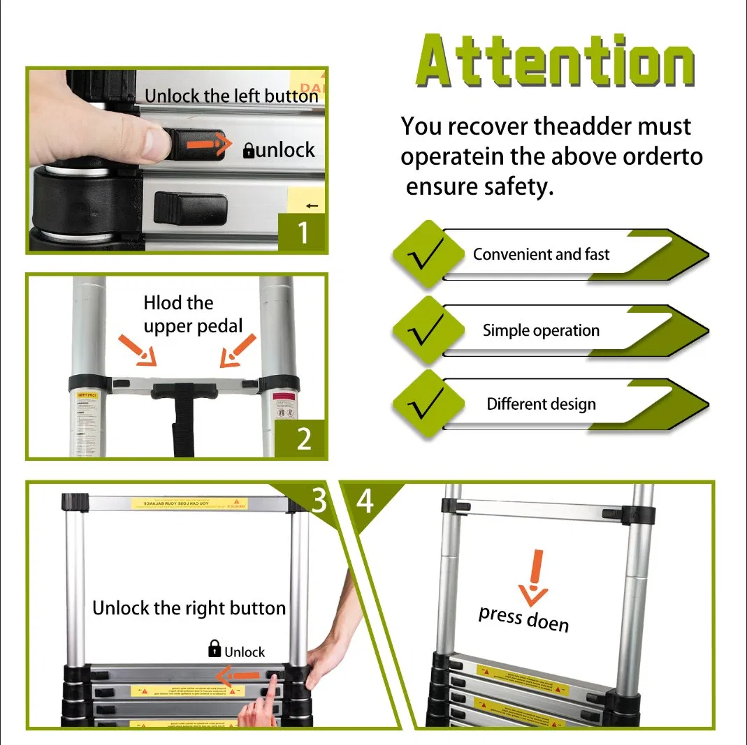 China Supplier Aluminum Alloy Thickened Straight Ladder Single-Sided Ladder Folding Ladder Factory