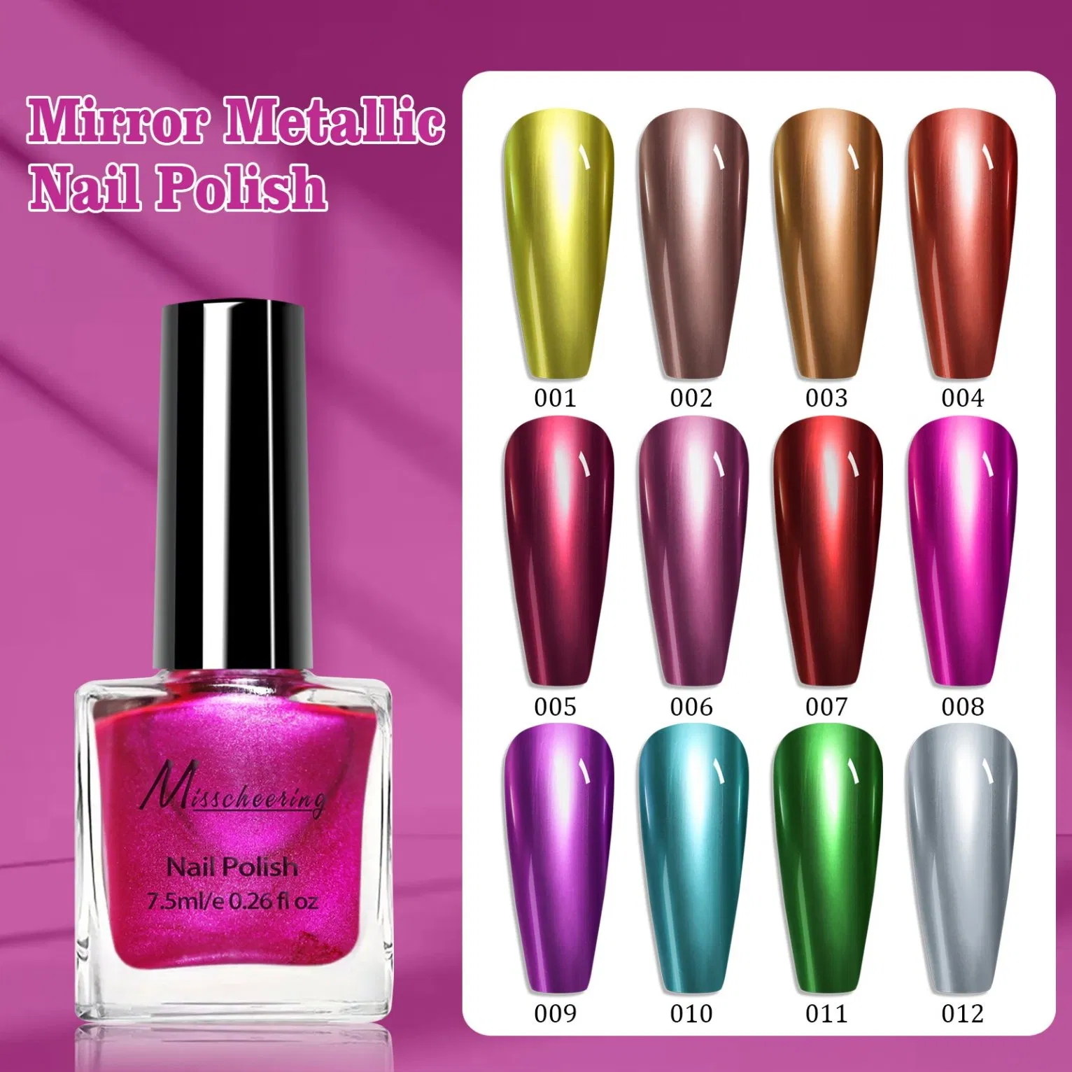 Metallic Silver Mirror Nail Polish Long Lasting Mirror Nail Polish Nail Art 12 Colors Metallic Mirror Nail Gel Polish