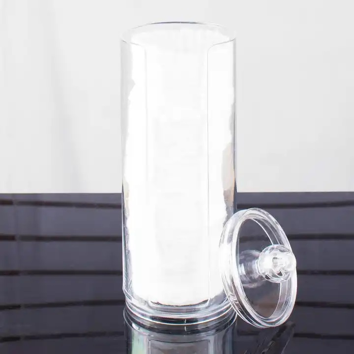 Wholesale Acrylic Makeup Organizer Cotton Pad Holder Removers Holder Makeup Storage Box Clear with Lid