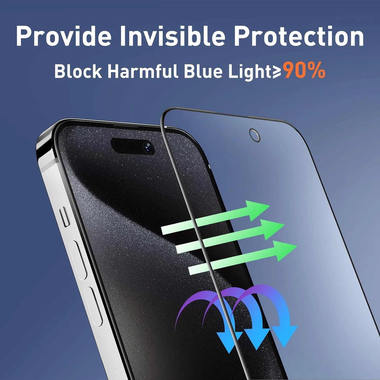 Wholesale 2.5D Anti-Blue Light Full Mobile Phone Screen Tempered Glass Screen Protector for iPhone 15/16 PRO