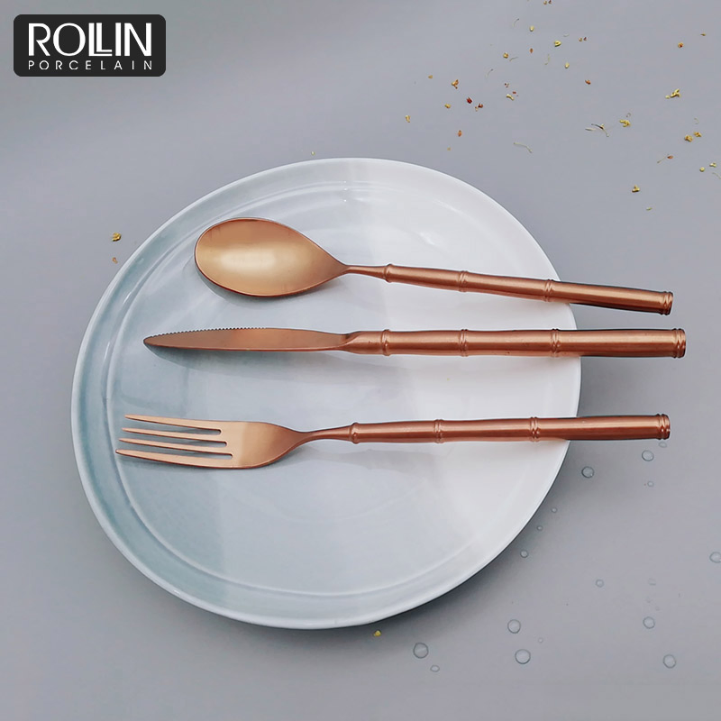 Rose Gold Color Table Knife Fork Spoon for Hotel