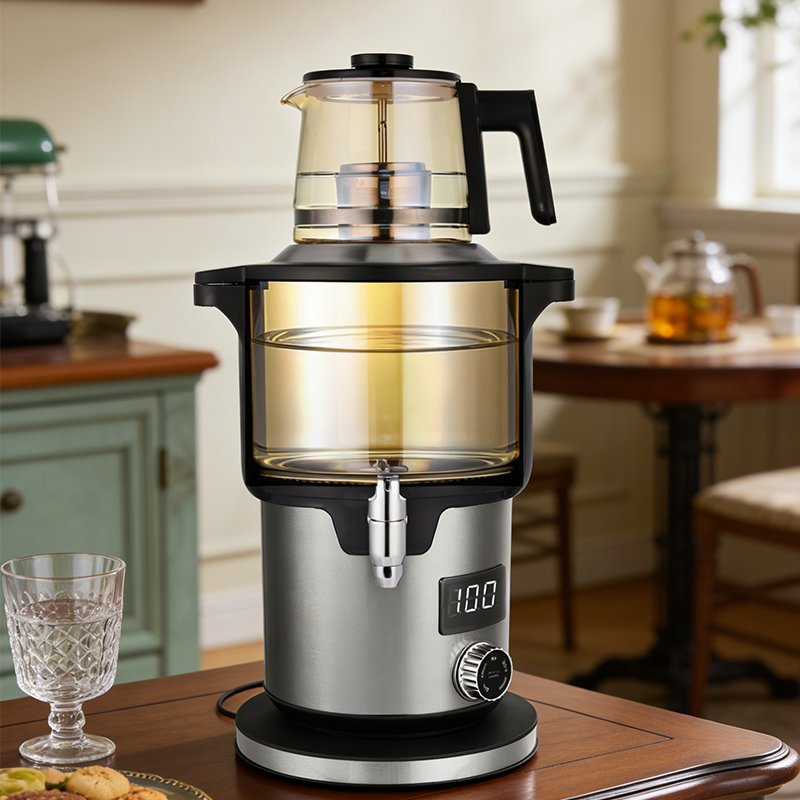 Top Sale Professional Electric Samovar Turkish Tea Boiler 1.1L Top Teapot+4.5L Body Electric Kettle with Keep Warm Tea