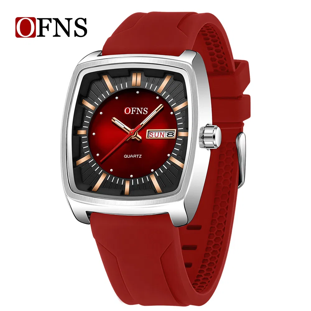 Square Men's Watch Silicone Strap Waterproof Business Wristwatch Luminous Quartz Watch