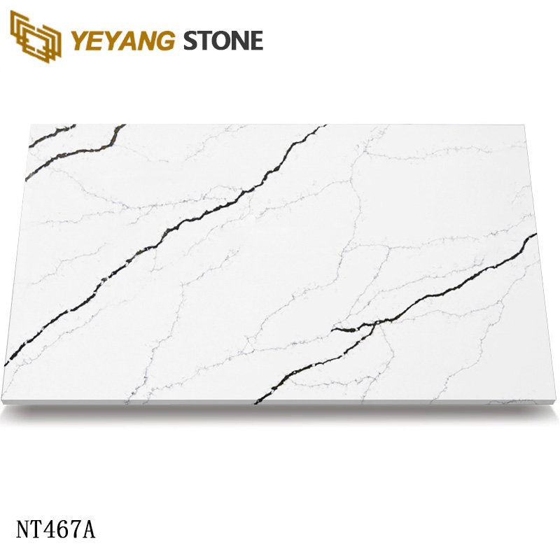 Organic Brown Veins Clacatta Quartz Slab for Vintage Interior