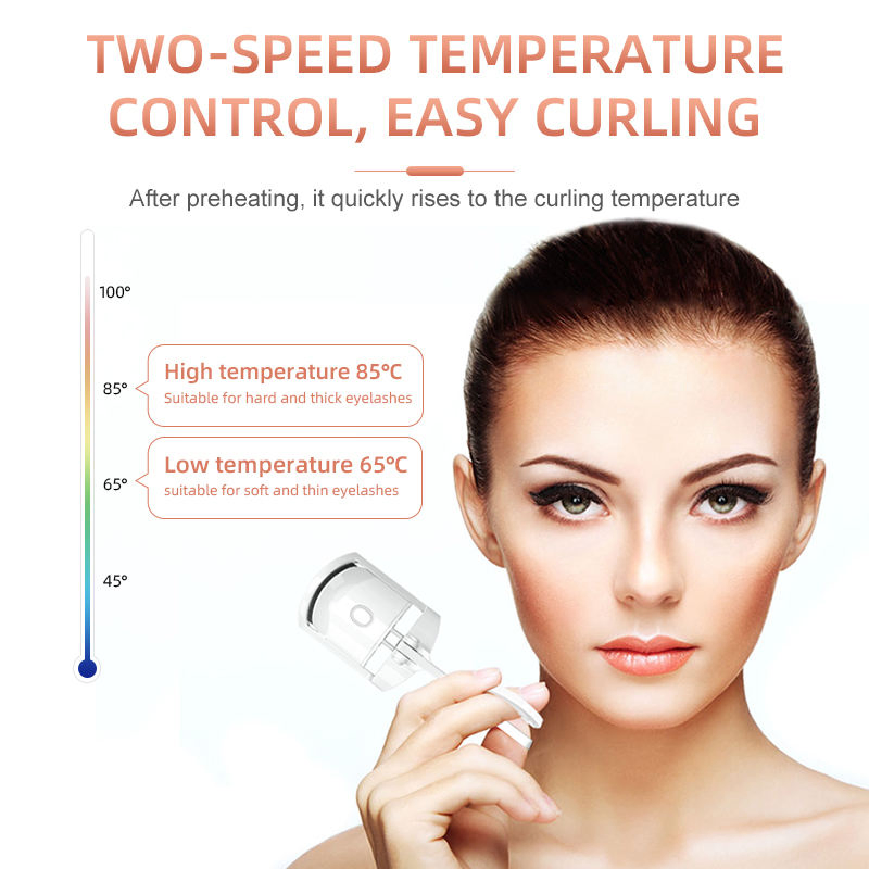 Type-C Rechargeable Heated Electric Eyelash Curler Fast Heating Easy Curling