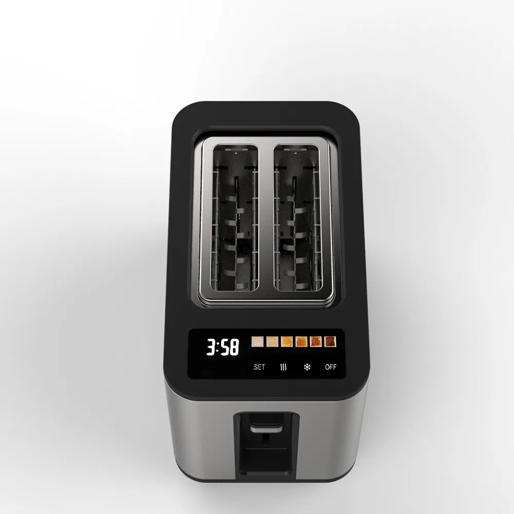 Toaster Manufacturer's Customization Domestic Stainless Steel 2-Slice Toaster with Colorful Display Screen Bread Toaster OEM/ODM