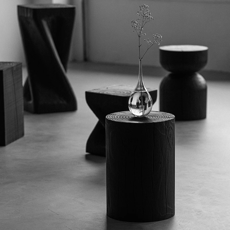 Журнальный столик и прикроватная тумба деревянные черные