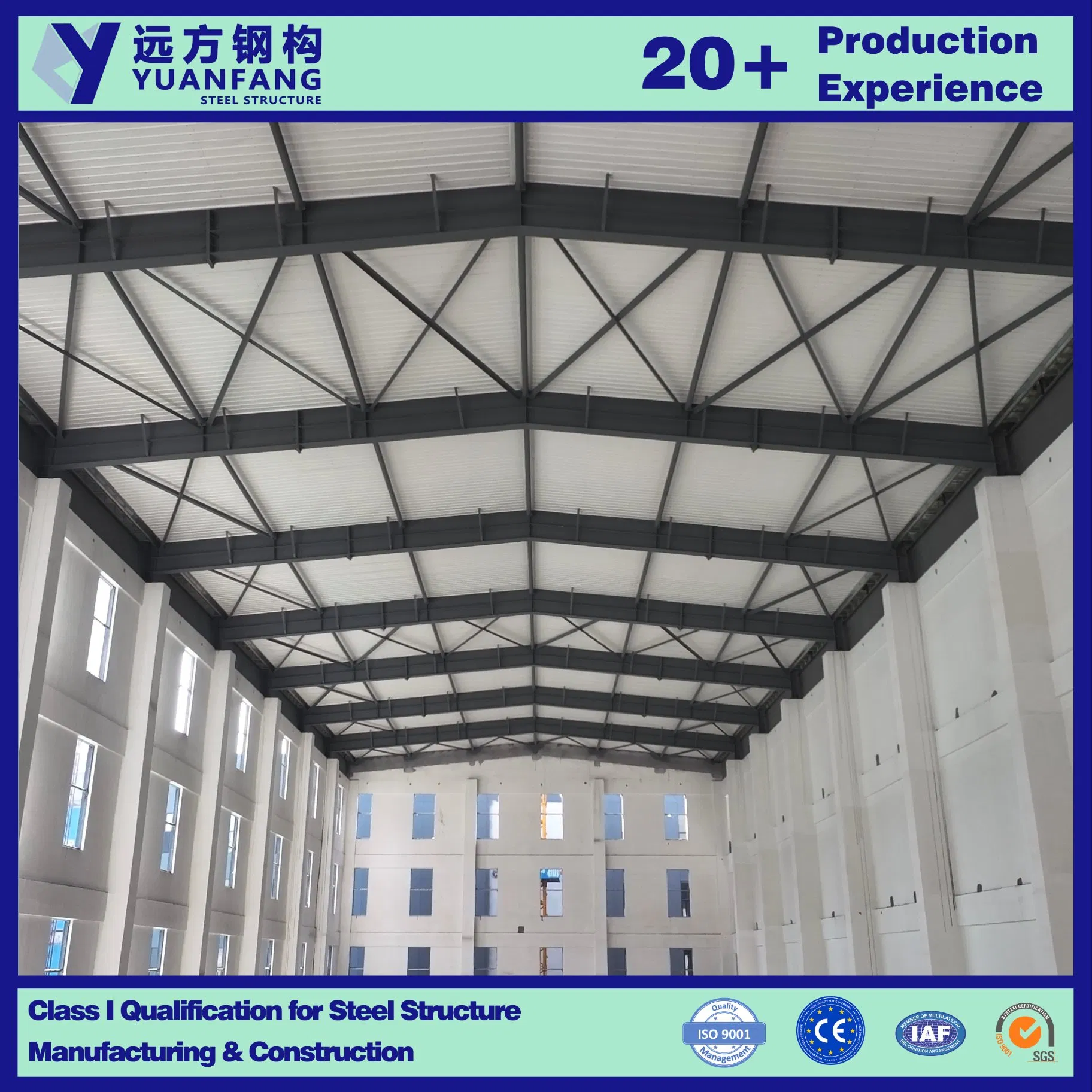 Customized ISO CE Building Material for Light Steel Structure Construction Steel Roof Truss Structure with Concrete Wall Enclosure Factory Warehouse Workshop