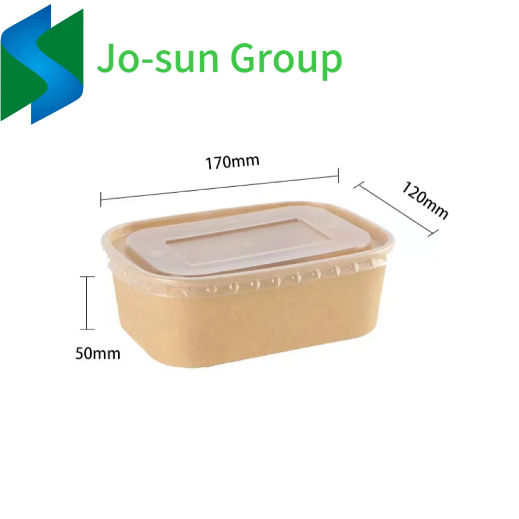Jo-Sun Disposable Kraft Paper Salad Packaging Tableware Square Paper Salad Bowl with Lid