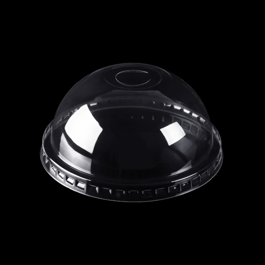 Disposable Transparent Food Grade Plastic Pet Cup Cover 98mm Leakproof Flat High Dome SIP Lid
