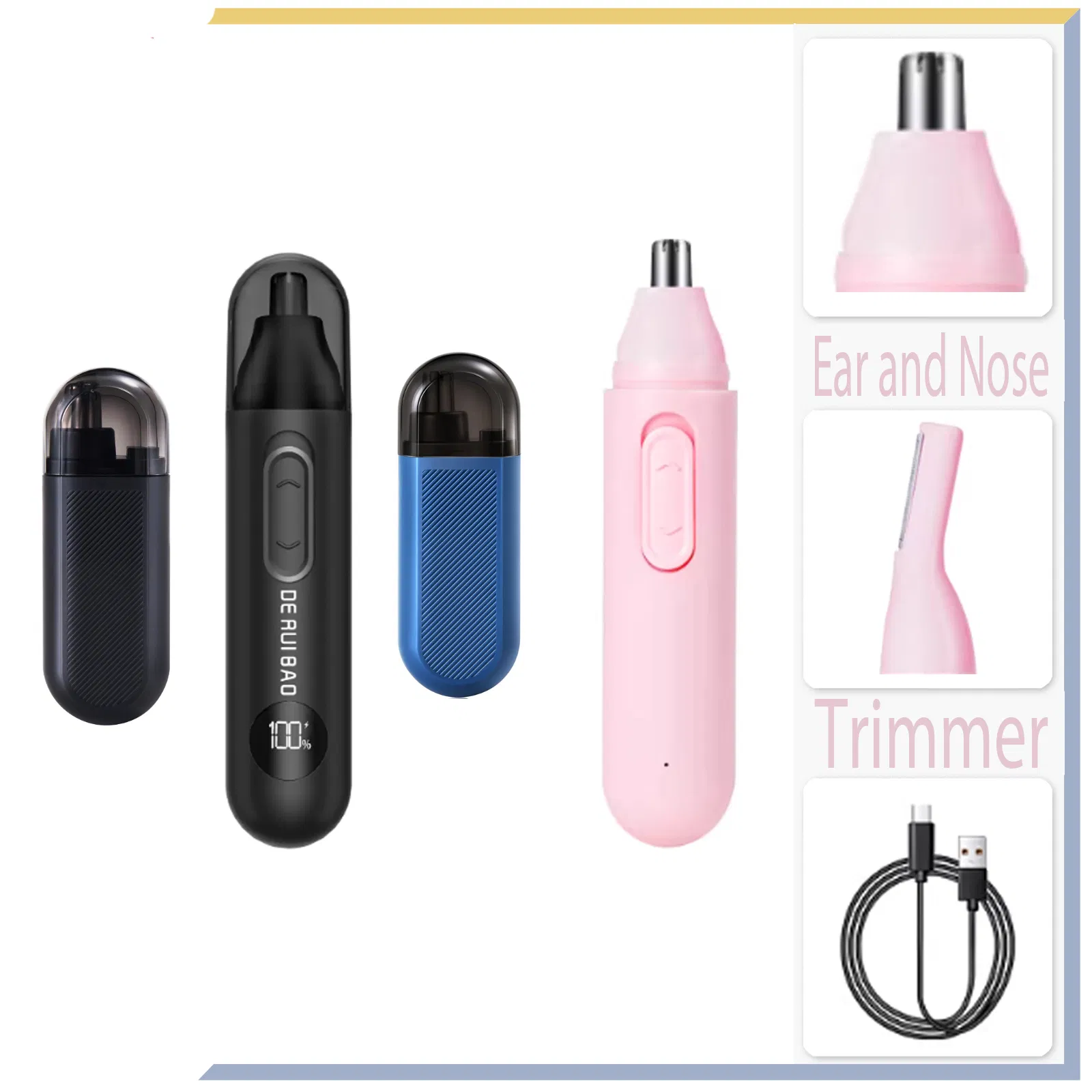 Women's Smooth Pink Facial Shaver Ear and Nose Trimmer