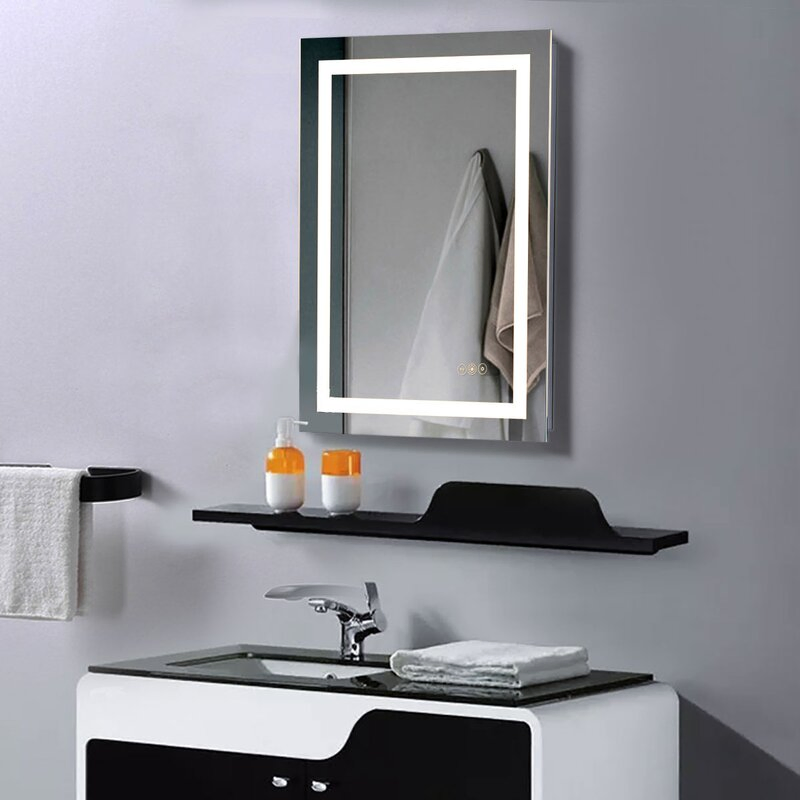 Home Decor Bathroom Vanity Wall Mounted Frameless Makeup Mirror with Touch Swich