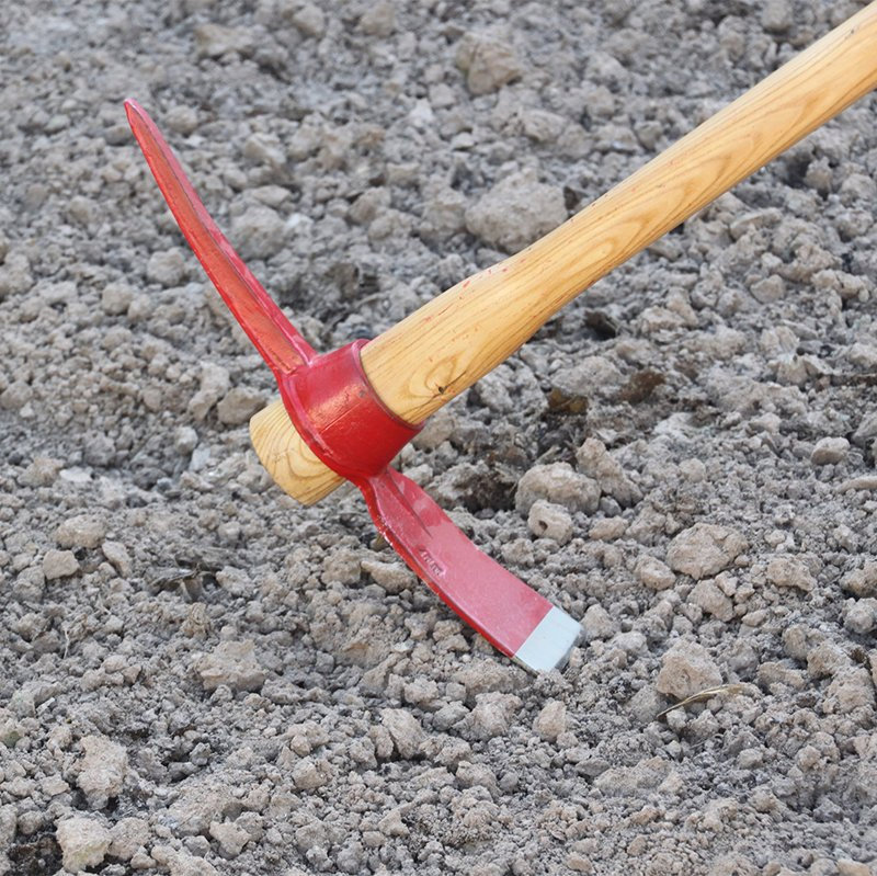 Rail Steel Pickaxe for Archaeological Excavation Precision Tool Wooden Handle