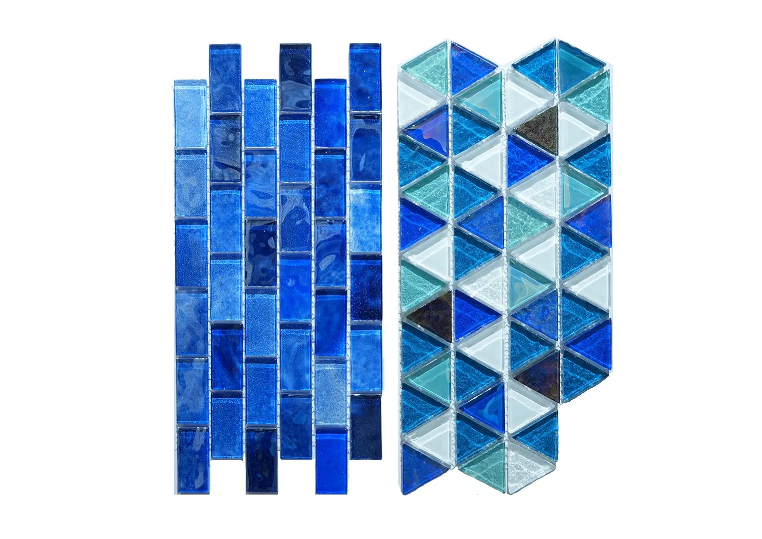 Мозаика для бассейна бело-голубая ирисового стекла