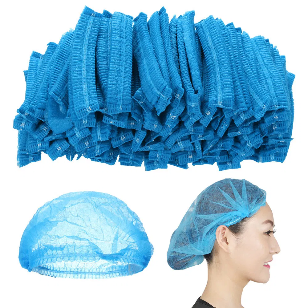Disposable Bouffant Nurse Cap Non Woven Surgical Mop Caps Hair Nets 9/10g 18-24 Inch Stripe Clip Cap