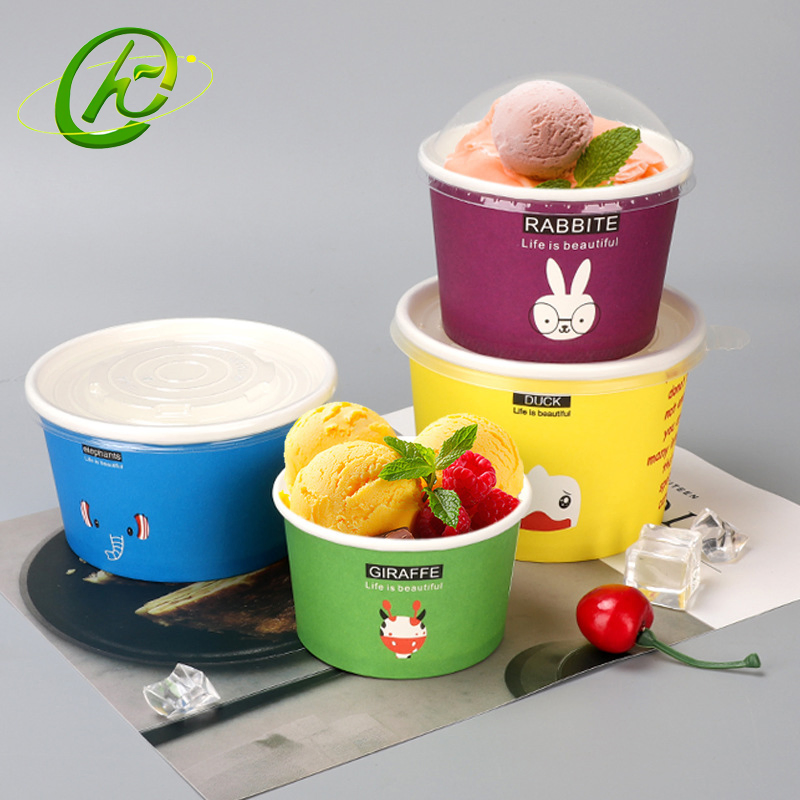 4oz 5oz 6oz 8oz 12oz 16oz 32oz Paper Ice Cream Container with Paper and Plastic Lid