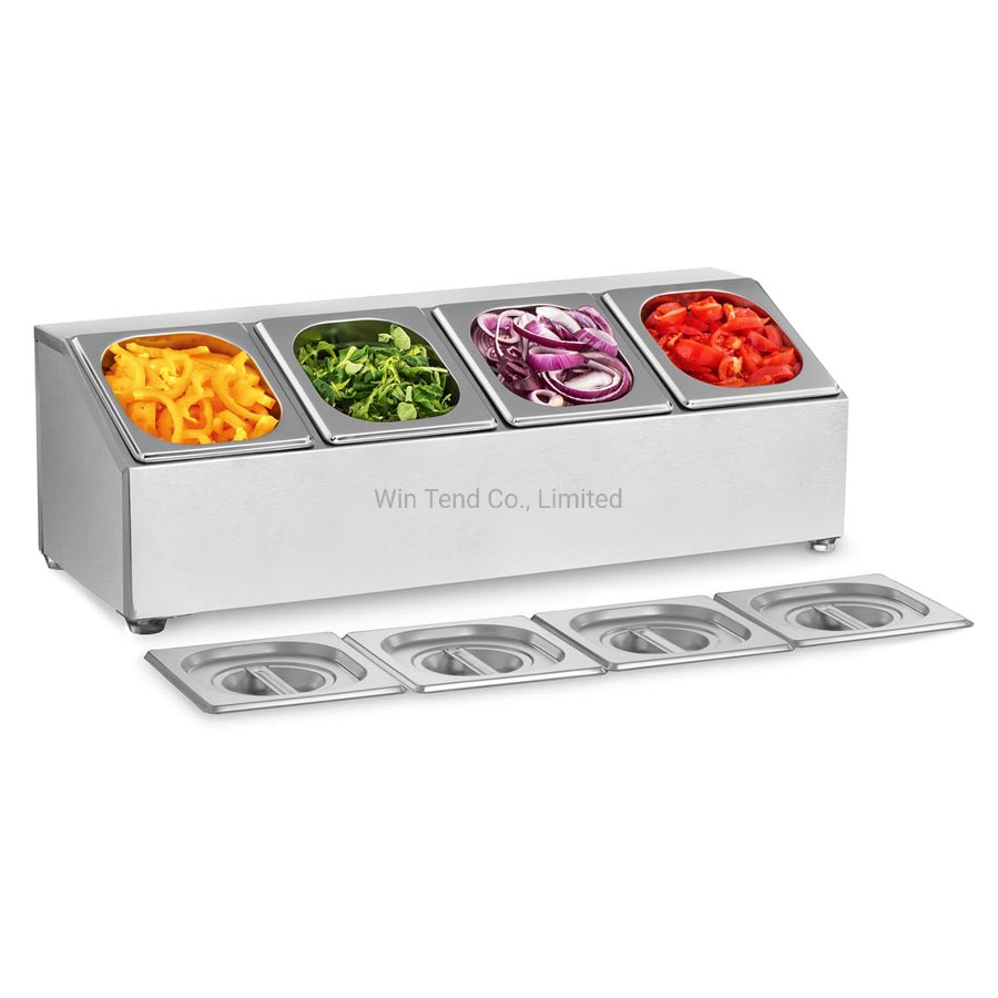 Stainless Steel Single Line Three Grids Deep Gn Gastronorm Pan with Lid Holder for Buffet