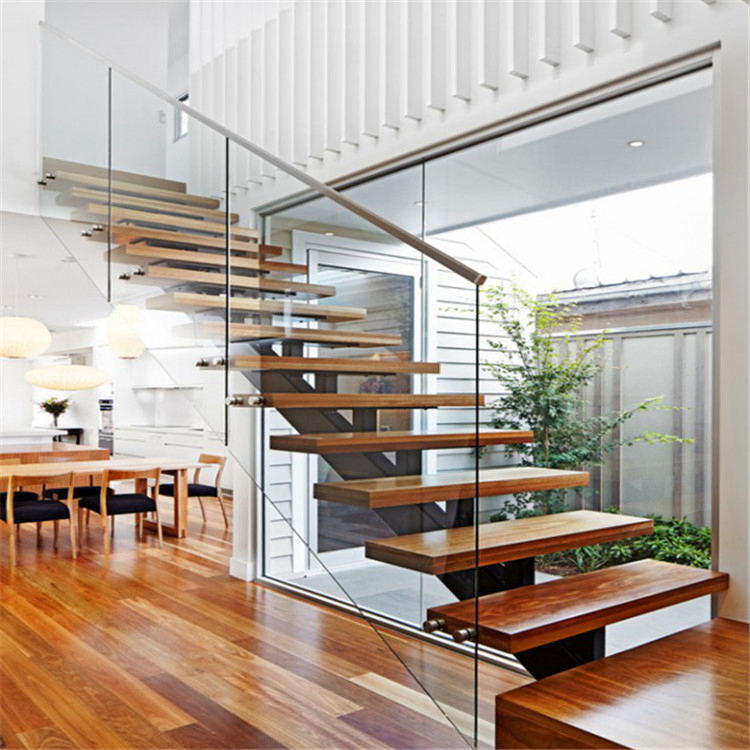 Simple Style Wood Straight Indoor Staircase Interior Wood Staircase