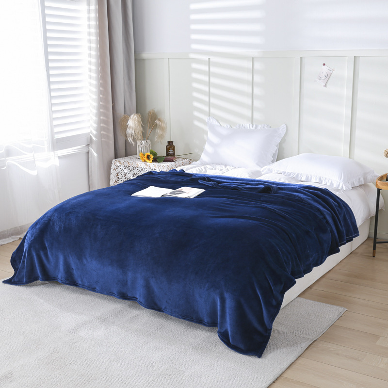 Navy Blue Fluffy Milkvelet Blanket, Warmth Nap Blanket, Liesure Blanket, Travel Blanket