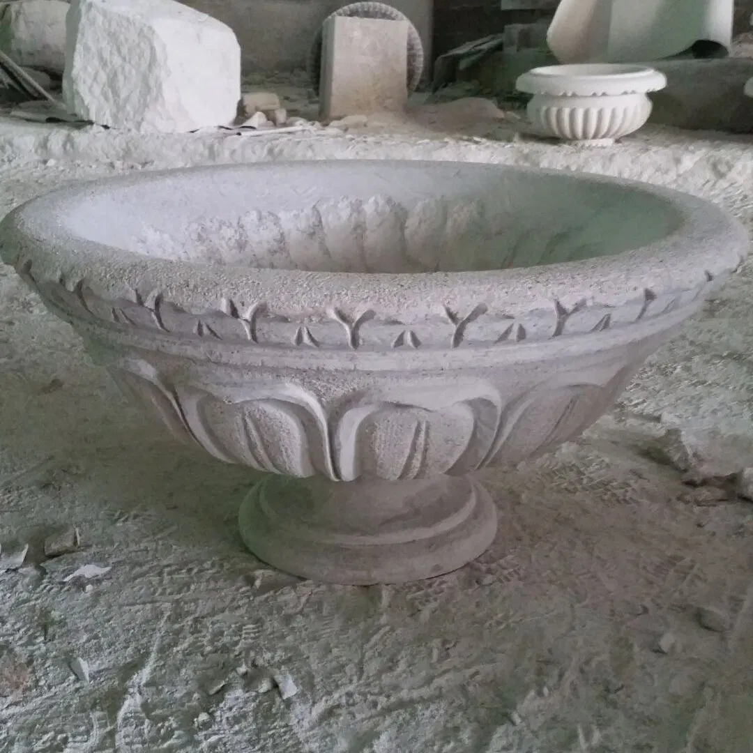 Wholesale Outdoor Natural Stone Garden Stone Planter Decoration Carved Stone Granite Flower Pot