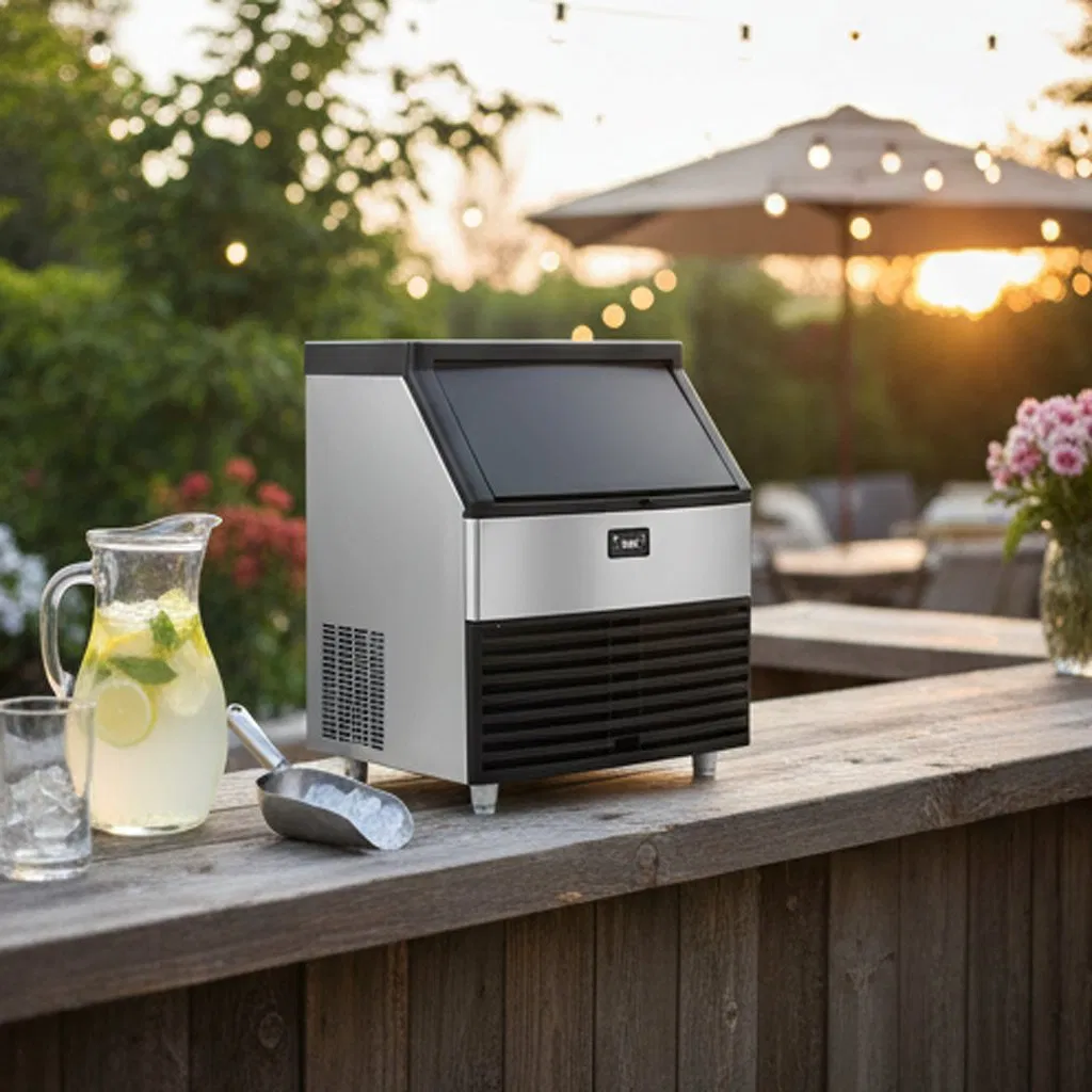 Compact Cube Ice Maker - SUS304 Stainless Steel and ABS Plastic Design