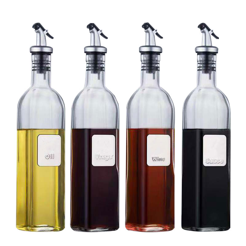 500ml Square Oil Dispenser Glass Bottle for Vinegar and Oil