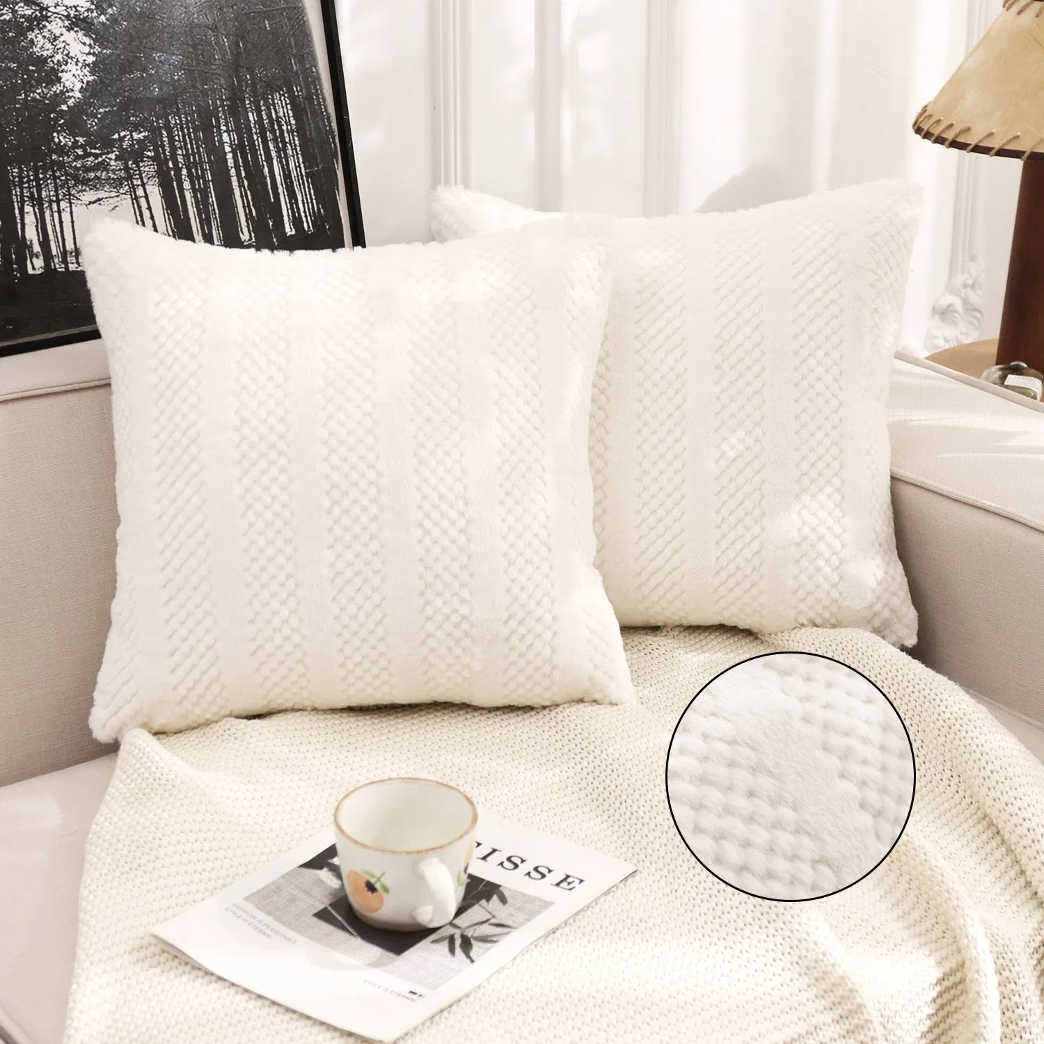 Woven Throw Pillow Cover Textured Pillow Covers Velvet Pillow Case for Home Decoration