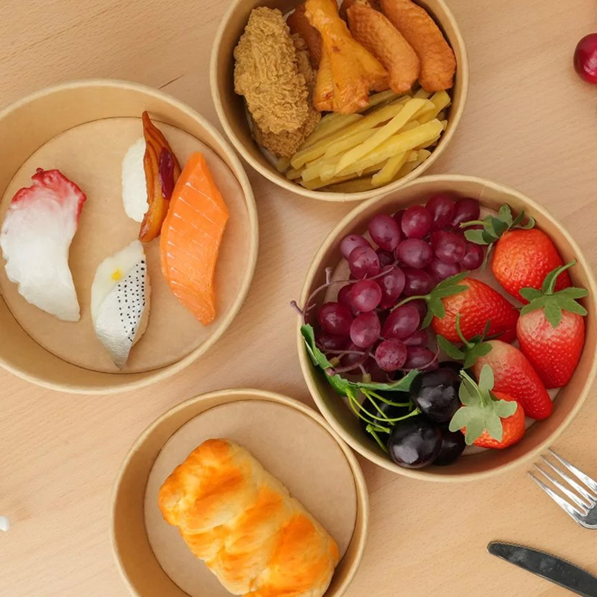 Бумажные миски крафт одноразовые с логотипом