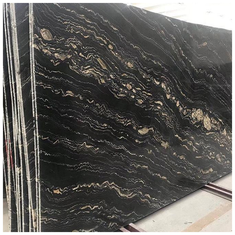 Brazilian Black and Gold Tropical Storm Quartzite Slabs
