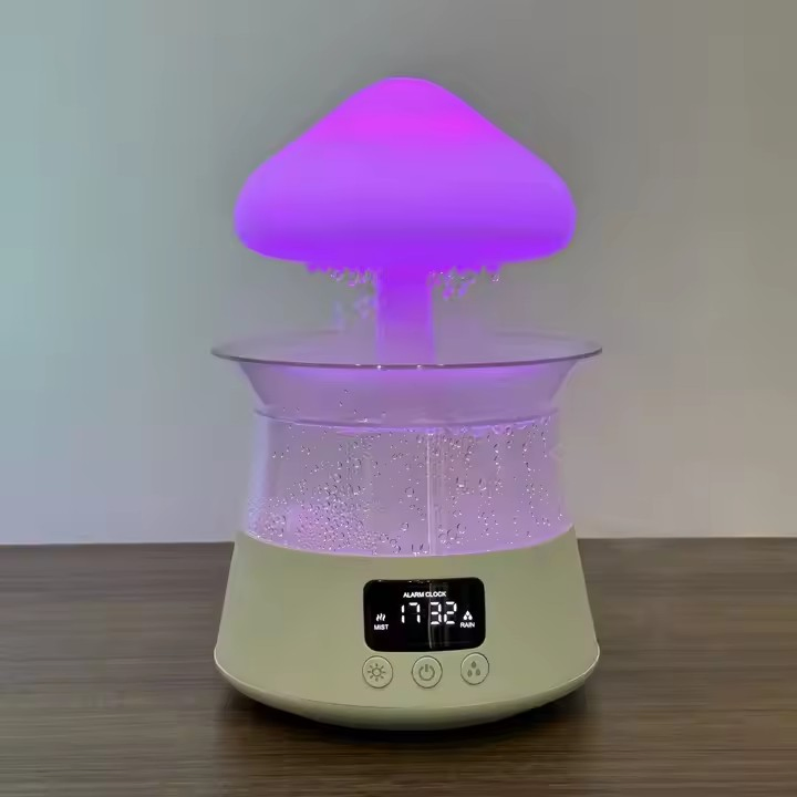 2026 Household Ultrasonic Cool Mist Sprayer Clock Essential Oil Aromatherapy Raindrop Cloud Humidifier with Remote Control