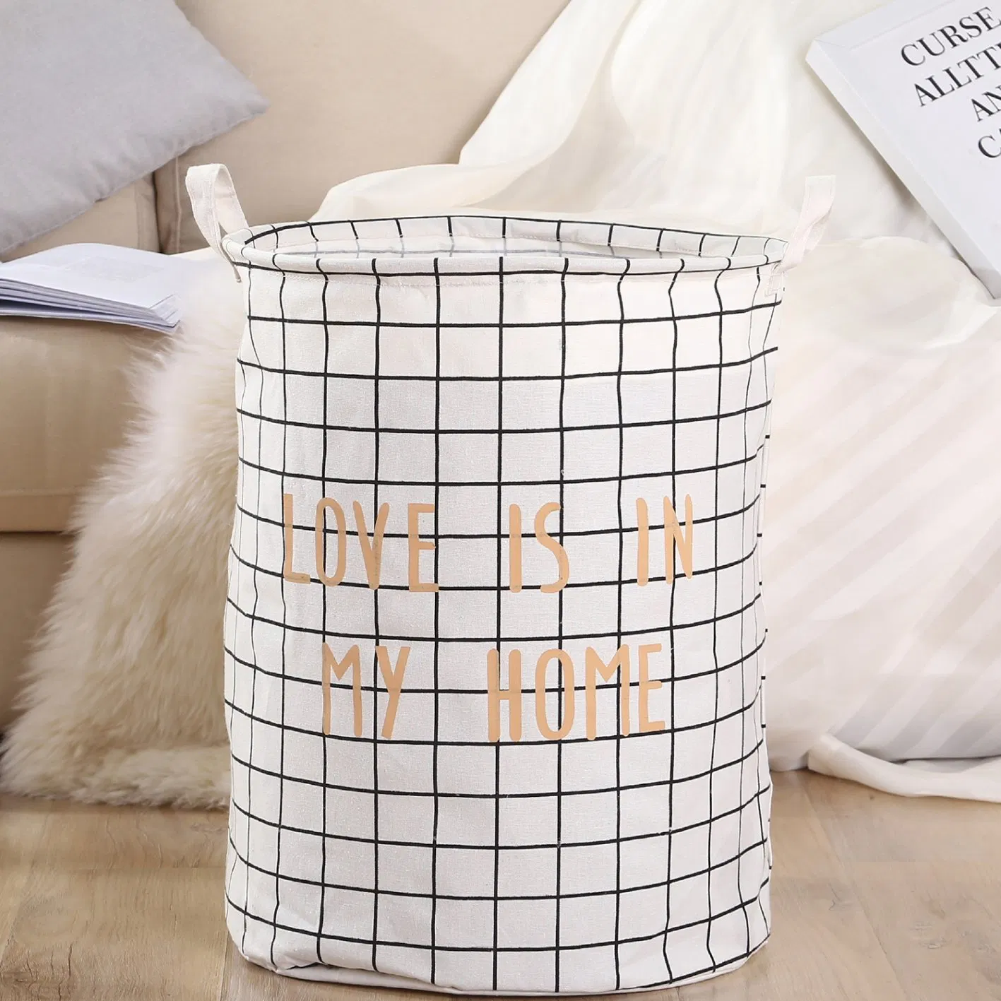 Custom Cute Printed Reusable Storage Basket Foldable Waterproof Laundry Bag