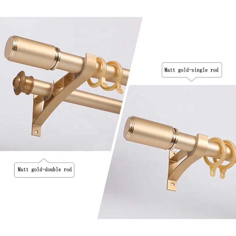 Aluminum Curtain Rod Sets Accessories Double Rod Brackets Nickel Champagne/Curtain Ring