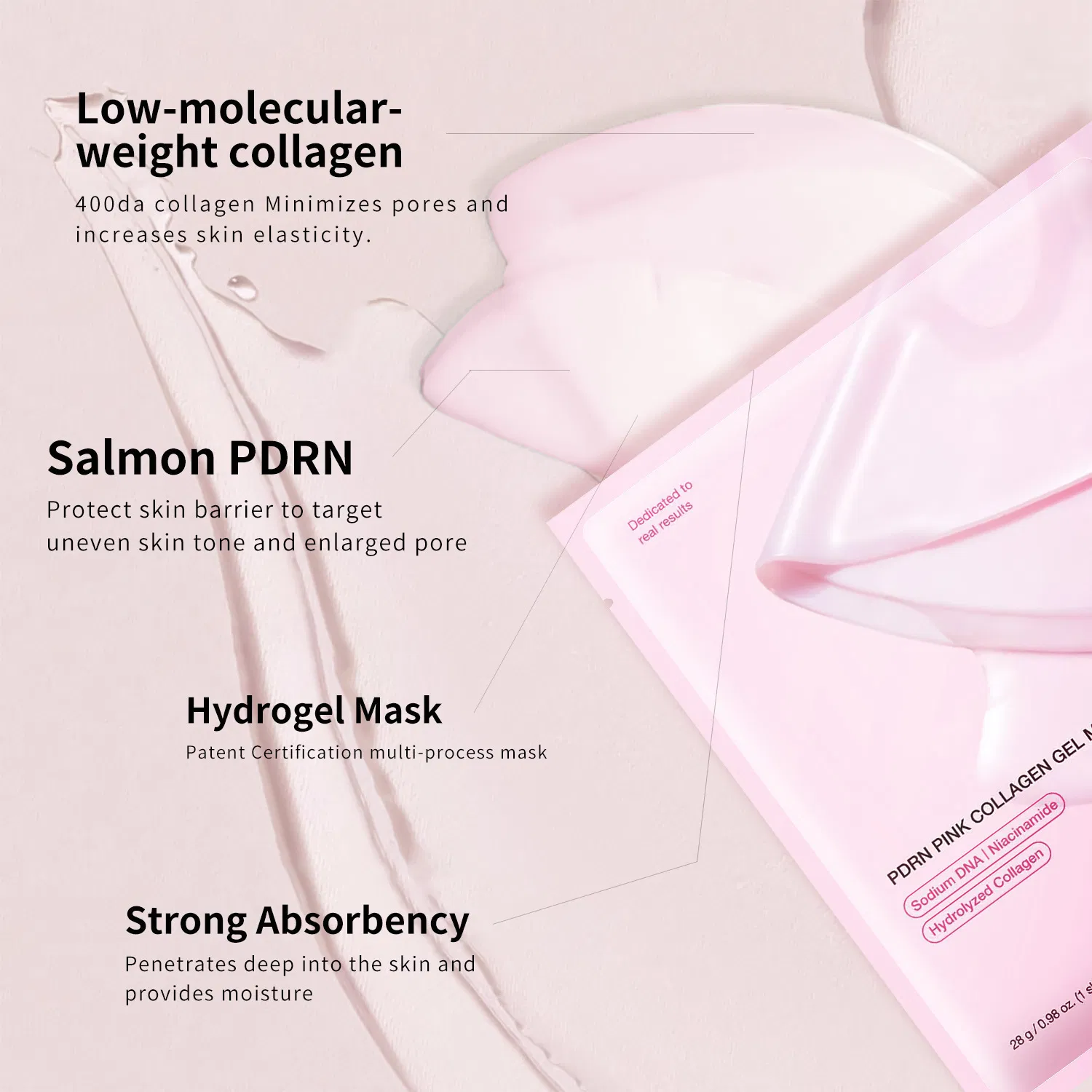 Best Selling Collagen Face Mask OEM Skincare Night Hydrogel Collagen Face Mask Beauty Firming Transparent Face Sheet Mask