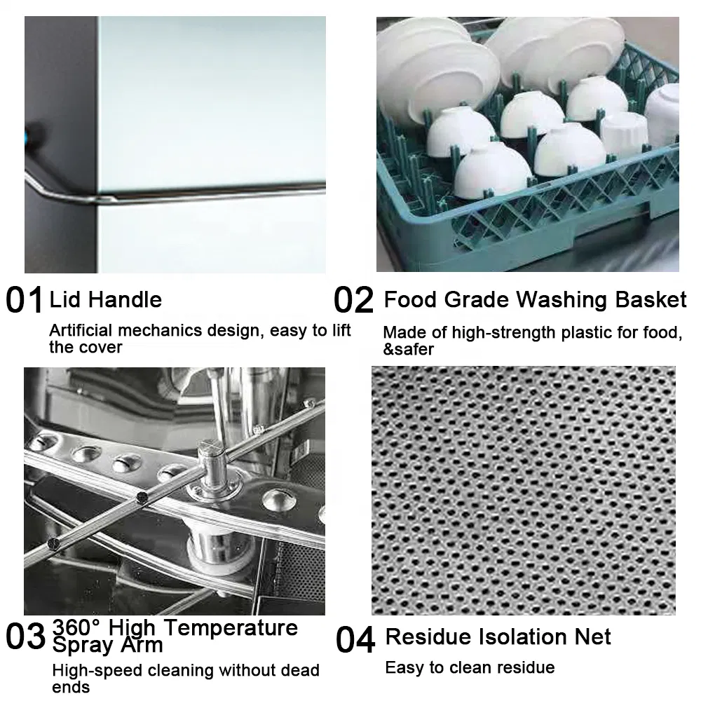 China Factory Commercial Dishwasher Industrial Kitchen Restaurant Use Stainless Steel High Temperature Rack Type