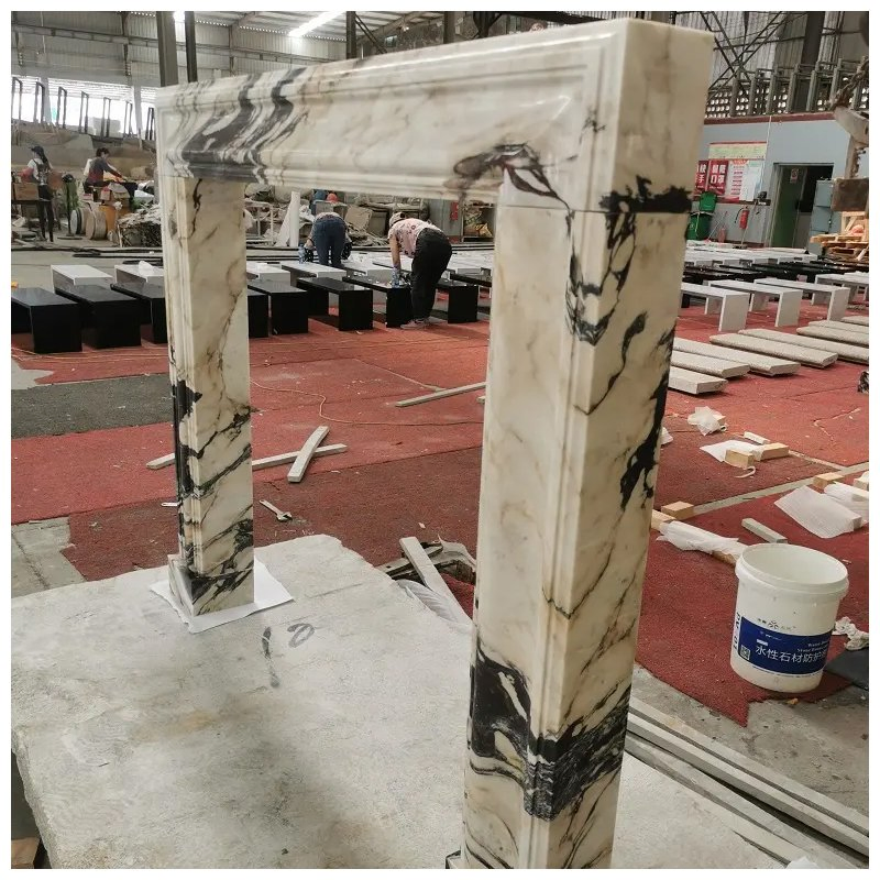 Modern Contemporary Calacatta Viola Marble Fireplace