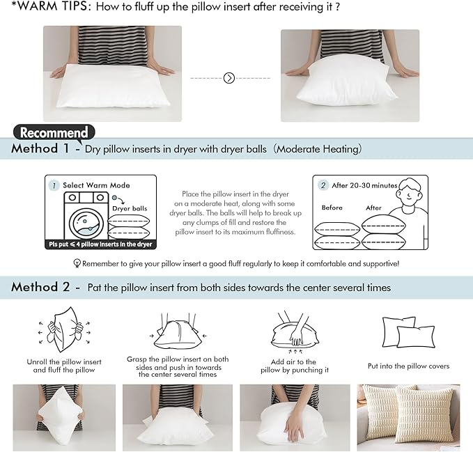 Premium Decorative Throw Pillow Insert for Couch 12X24 Inch