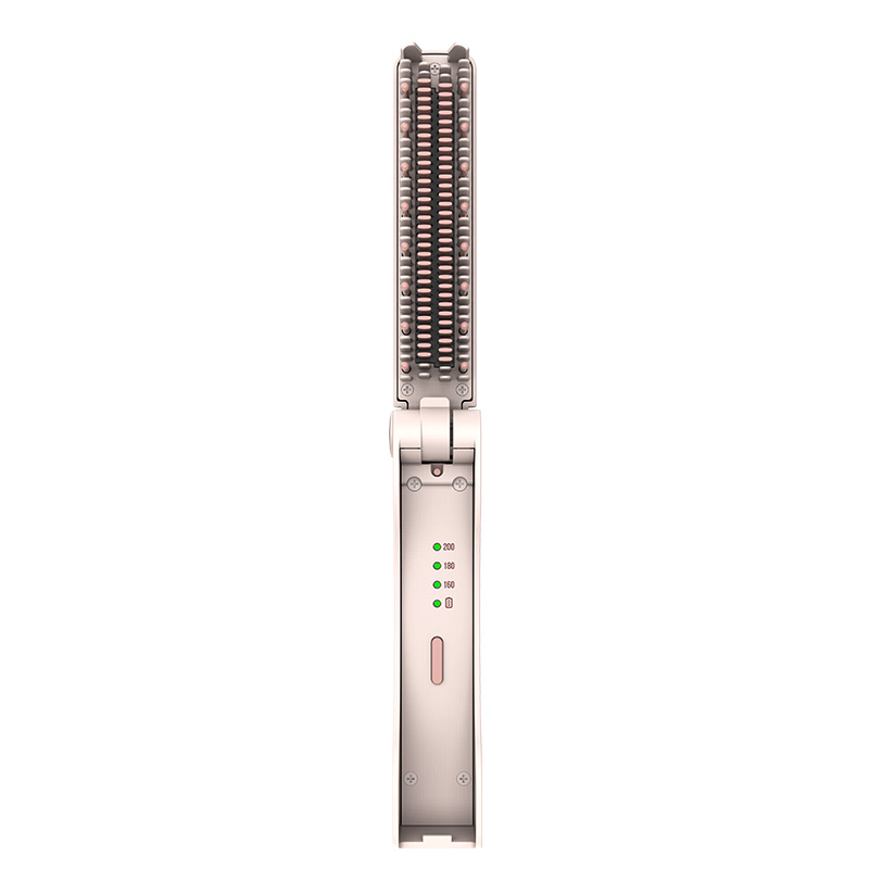 Foldable Wireless Portable Compact and Ultra Light Straight Hair Brush, Foldable with Power-off and Safety Lock