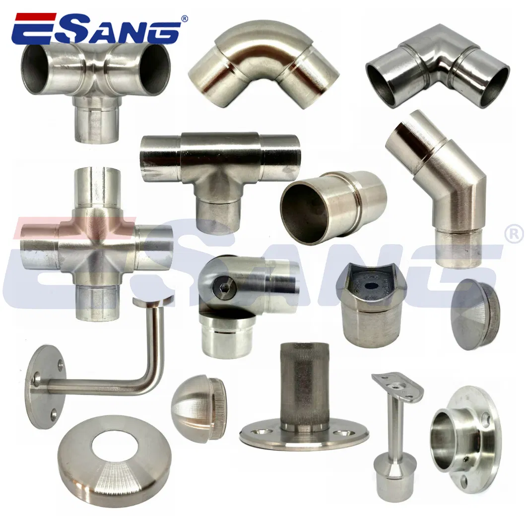 Esang Pipe Connector Elbow/Glass Balustrade Stairs Handrail Bracket 304 Steel Fittings for Glass Railings