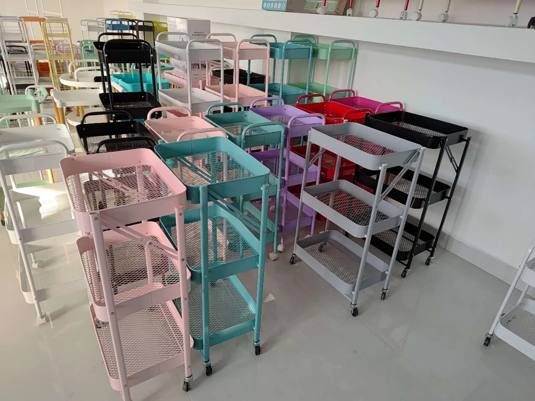 Foldable Storage Rack 3-Tier Trolley for Travel Camping Gear Storage
