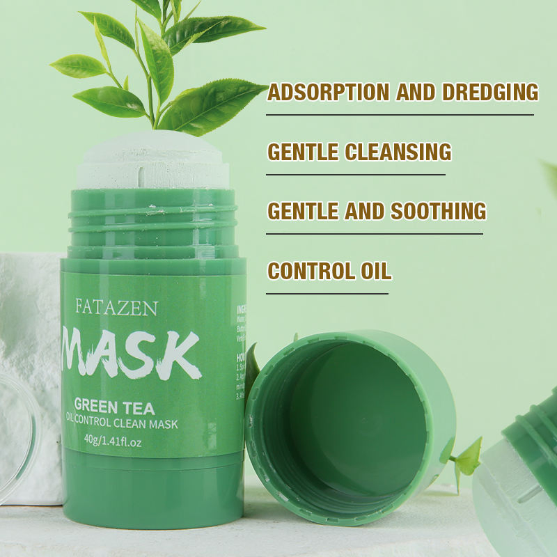 Private Label Natural Organic Facial Clay Mask Stick Green Tea Purifying Stick Mask Facial Clay Mud Solid Mask Stick 40g
