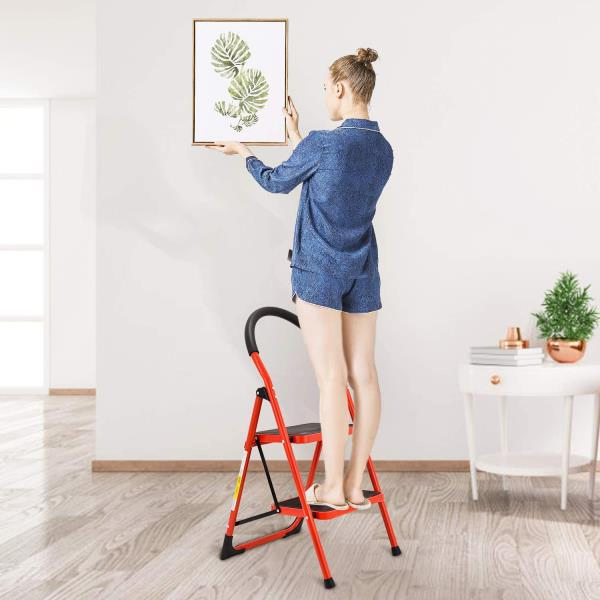 Spray Painting Non-Slip Armrest Ladder Household Iron Folding Ladder (with anti-slip foot pads, pedals and handrails)