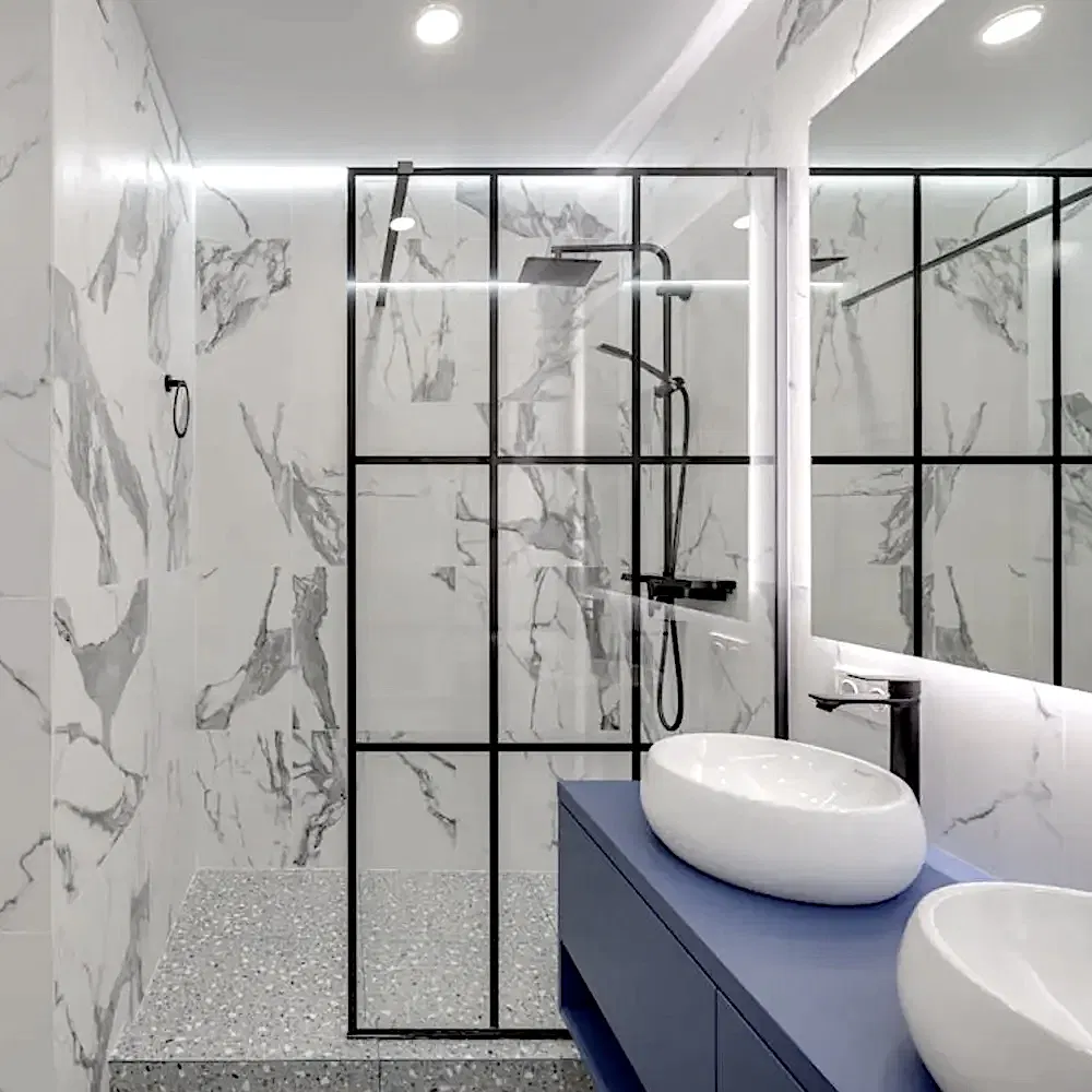 SUS 304 Hardware 10mm Glass Black Walk in Shower Screen/Door Designs
